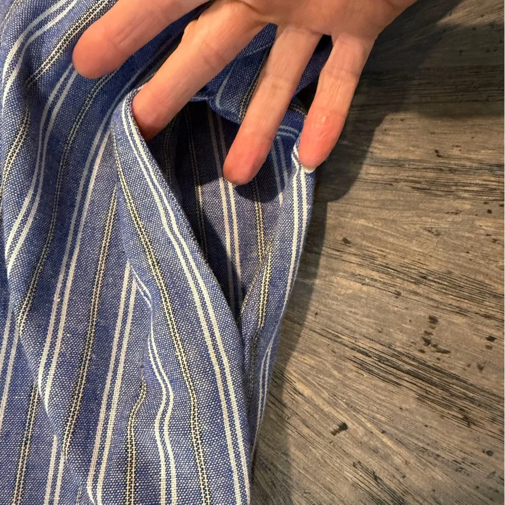 Ethereal by Francesca’s Off-Shoulder Chambray Stripe‎ Dress | Small